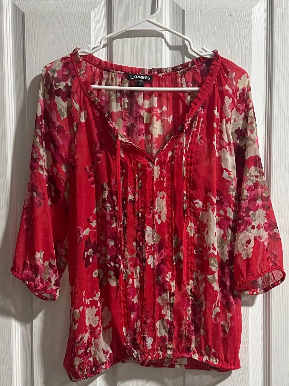 Express Sheer Red Floral Top - Size L